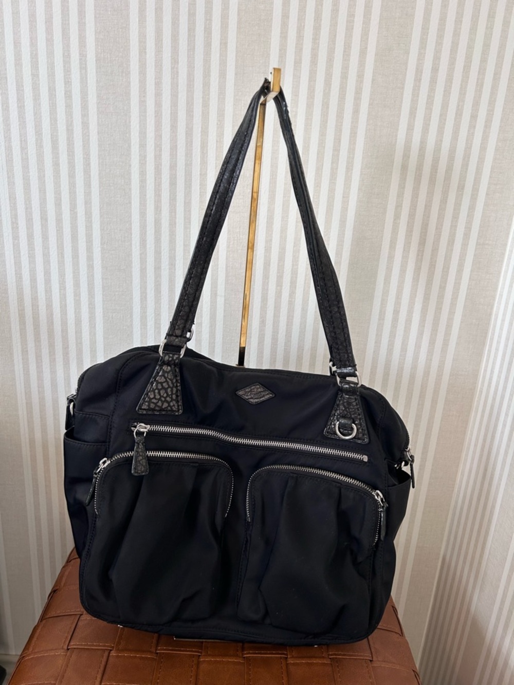 MZ Wallace Roxy Women's Black Nylon Tote Bag with Multiple Pockets - Picture 11 of 12